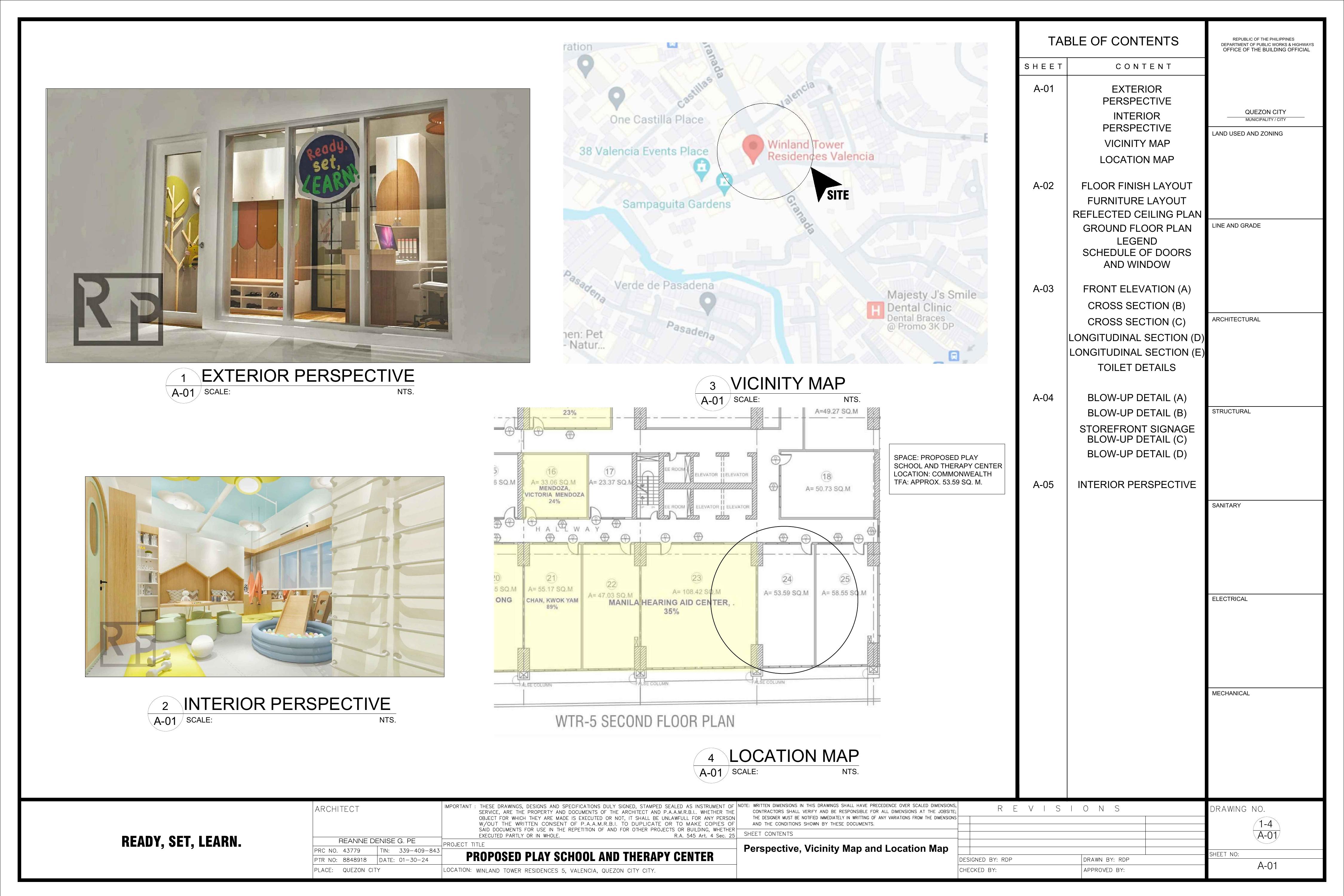 Ready, Set, Learn sheet A-01.
